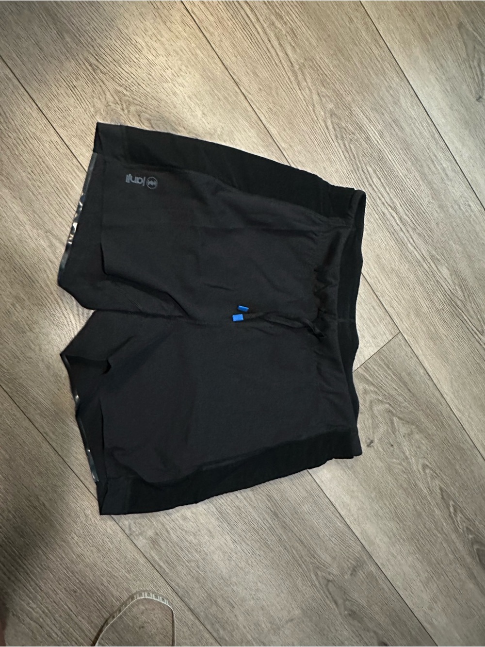 Janji Black Athletic Shorts with Blue Drawstring Accents